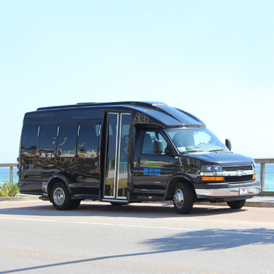 First class transportation van by the beach