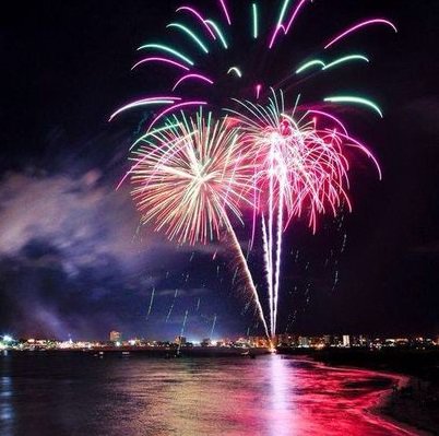 Fireworks over the beach