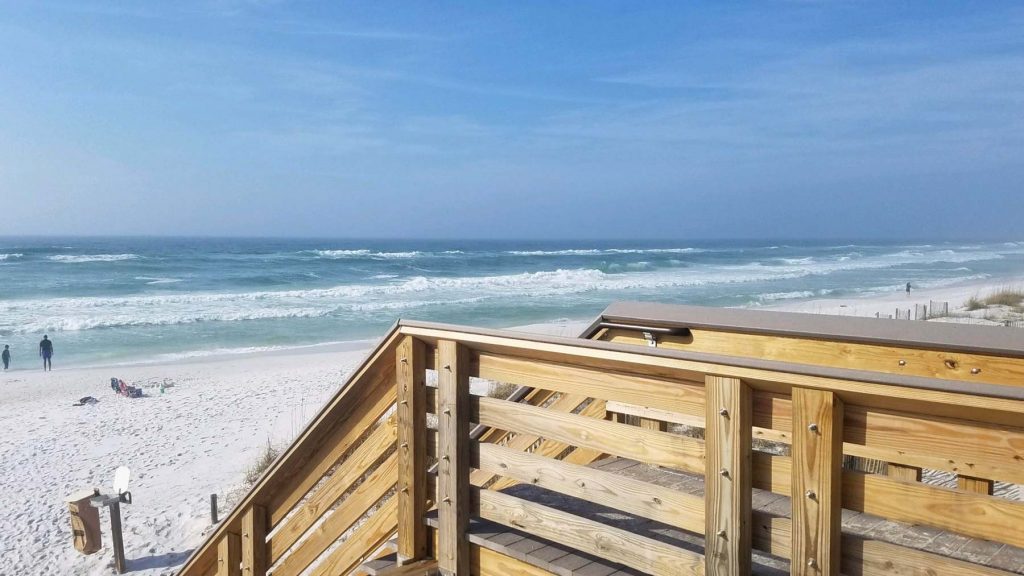 Beach goers enjoying the new boardwalk at Dune Allen Beach