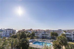 Aerial view of rental homes with pool in Dune Allen FL