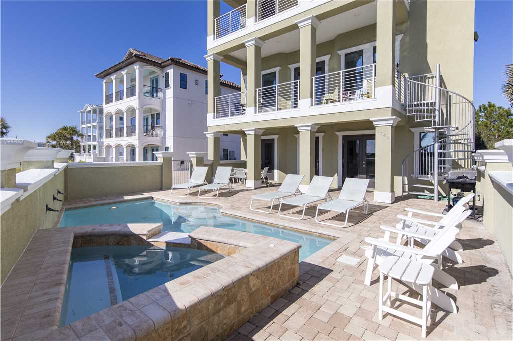 Back of gorgeous large vacation rental with pool