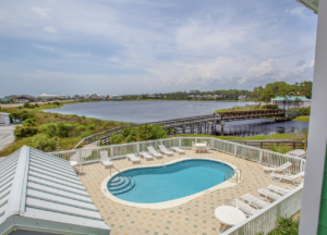 View of pool and coastal waters