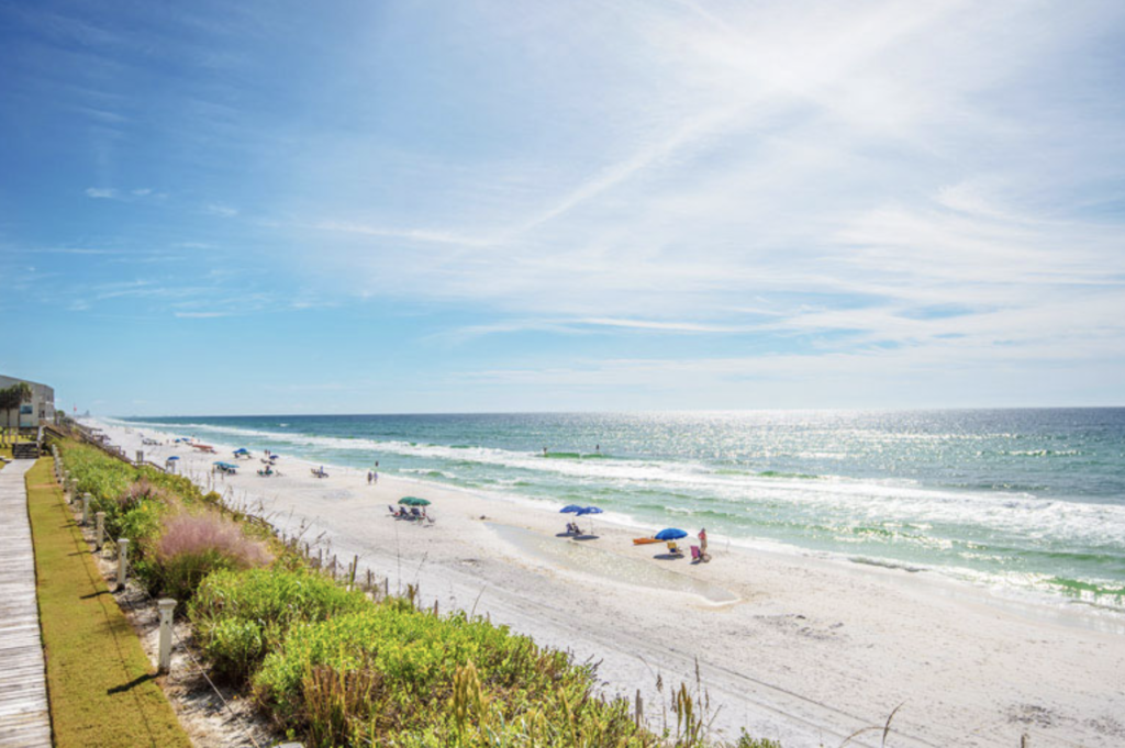 The coastline of Blue Mountain Beach, Florida.