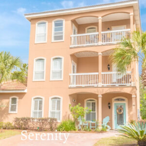 Serenity - front of this three story vacation rental. 