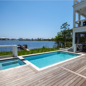 Private pool with waterfront view at a 30A vacation home. Some of our private pools are heated!