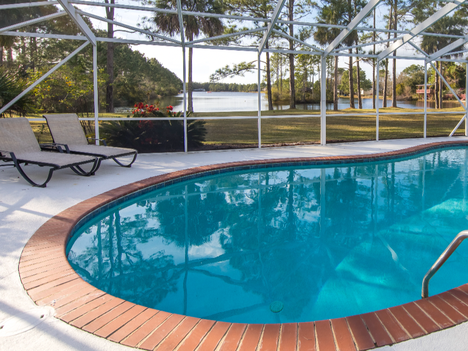 Pool at Lakeside Escape vaction rental on 30A - 5 bedroom 5 bath rental house with lake view in Santa Rosa Beach, FL.