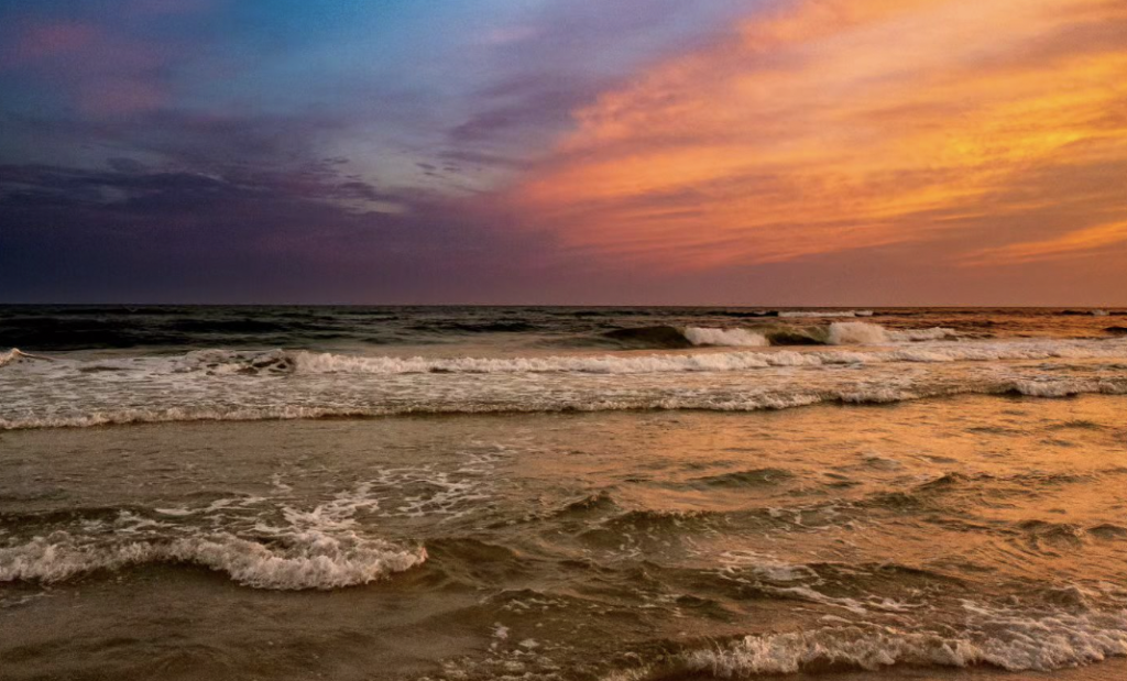 A colorful sunset over the Gulf of Mexico in 30A Florida
