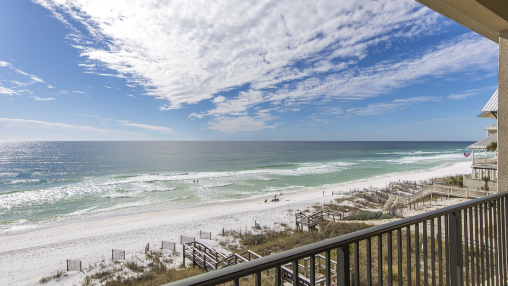 View of sand and beach from a 30A vacation rental